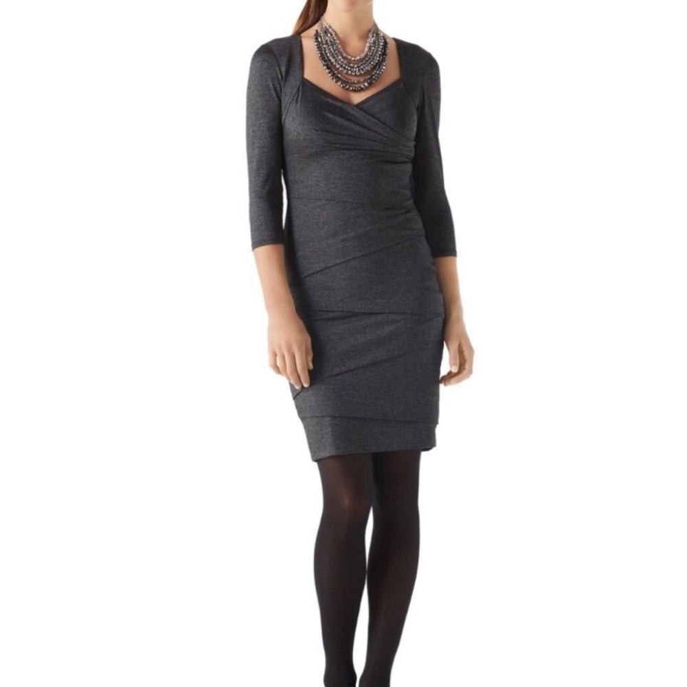 White House Black Market Charcoal Fitted Dress